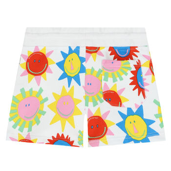 Younger Girls White Sun Shorts